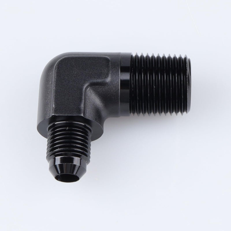 AC PERFORMANCE محول توصيل زاوية 90 درجة من الألمنيوم الأسود AC PERFORMANCE -6 AN AN6 ذكر إلى 1/2" NPT ذكر - Image 2